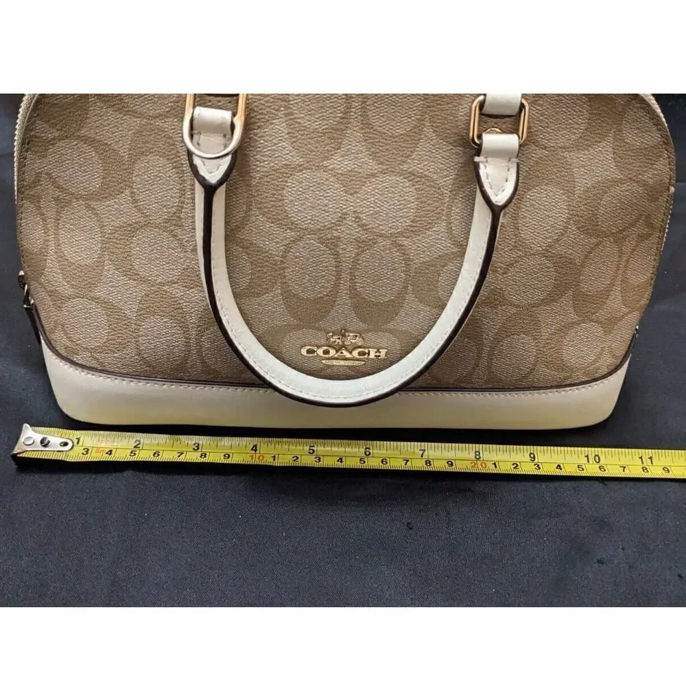 Coach Mini Sierra‎ Satchel In Signature Canvas Gold Light Khaki Chalk